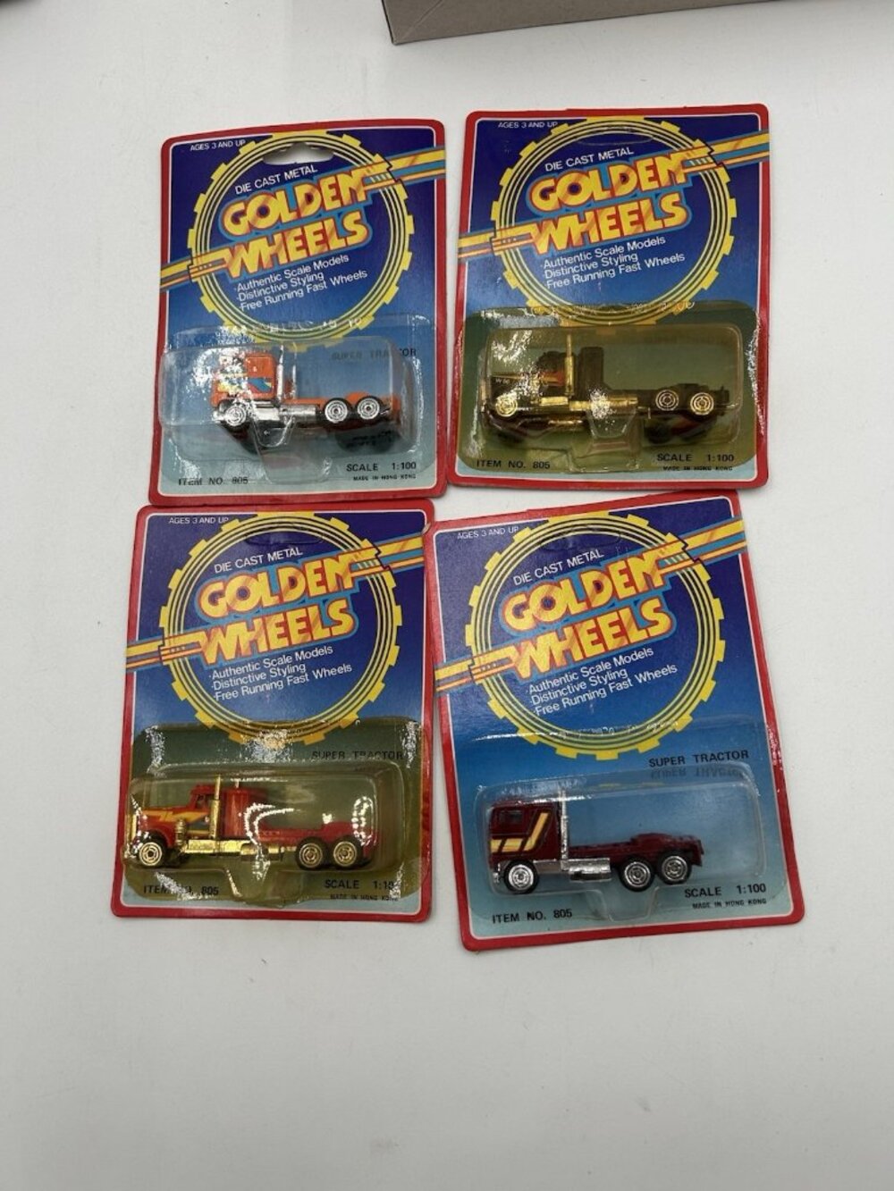 Lot of 4 Golden Wheels Toy Cars MIP Plastic & Diecast Metal Super Tractor Semi